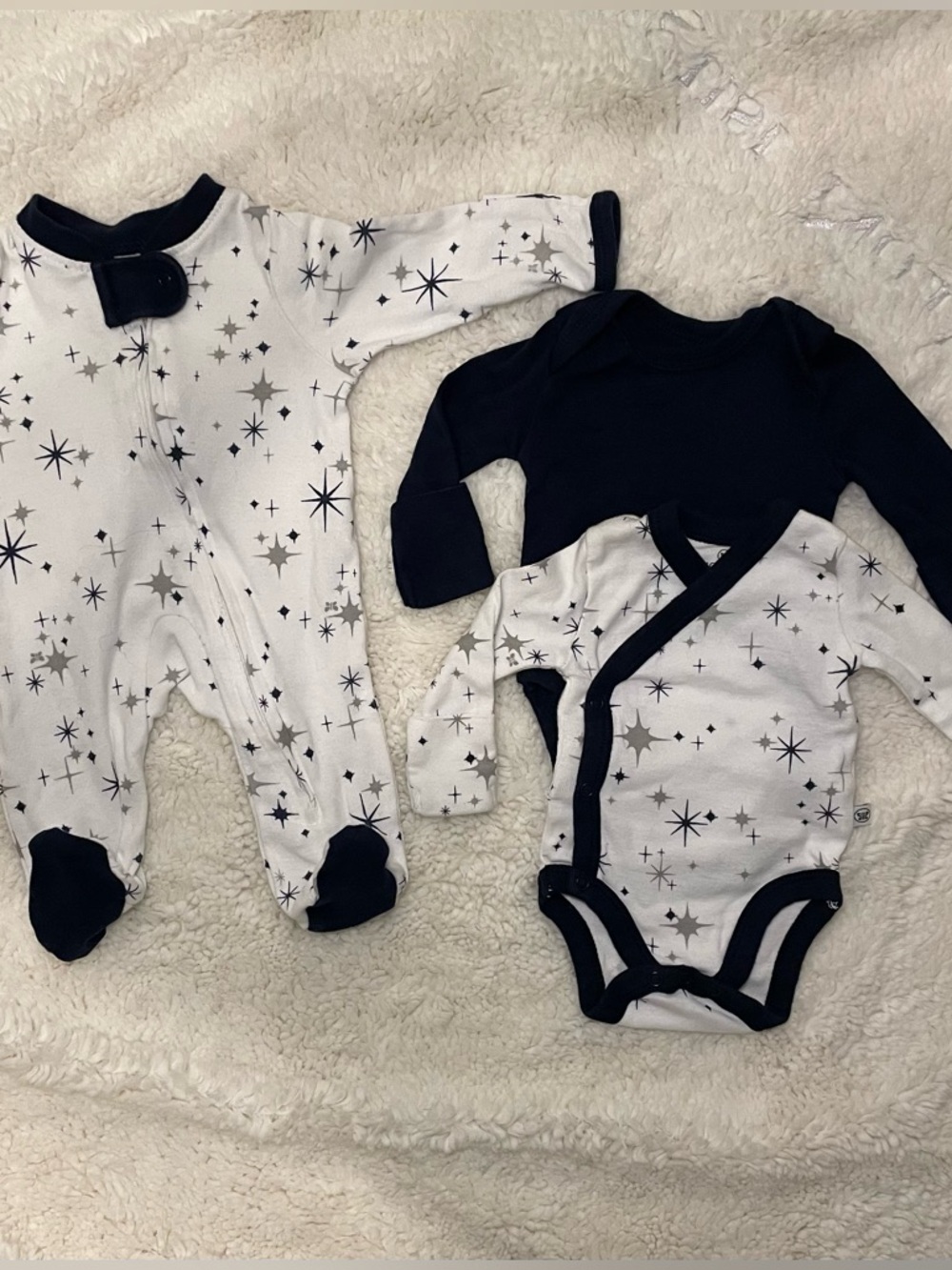 Preemie Organic Cotton 3pc capsule - Honest Company - Navy and White